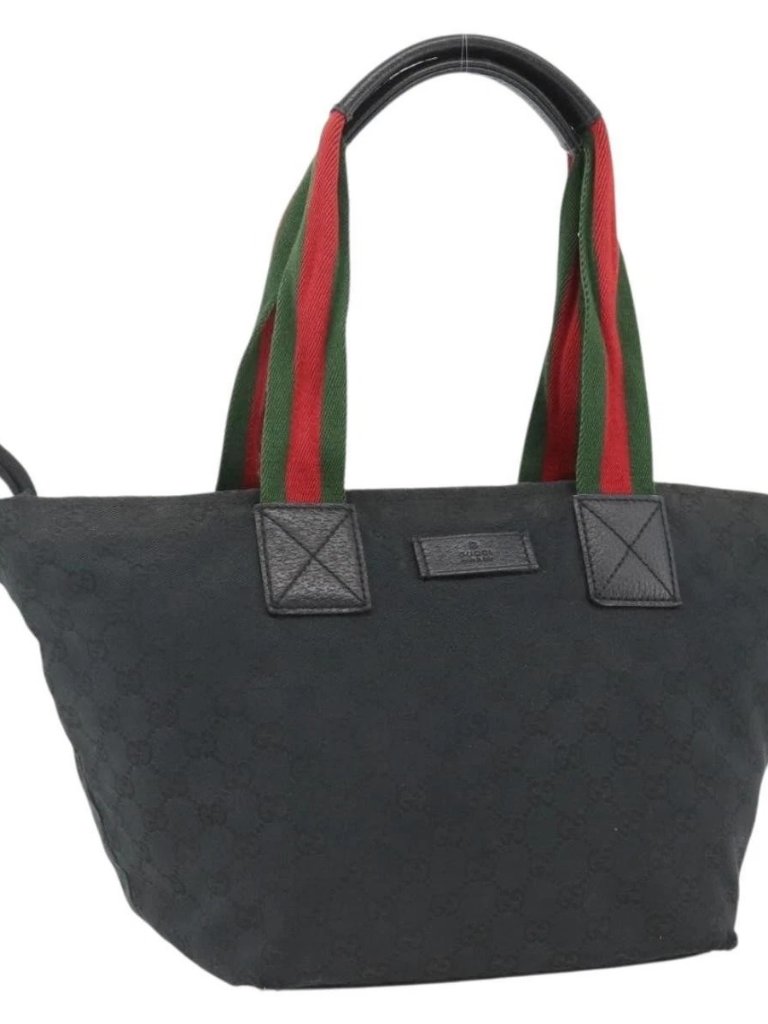 Gucci Gg Canvas Sherry Line Hand Bag Black 131230 Auth Bsz247